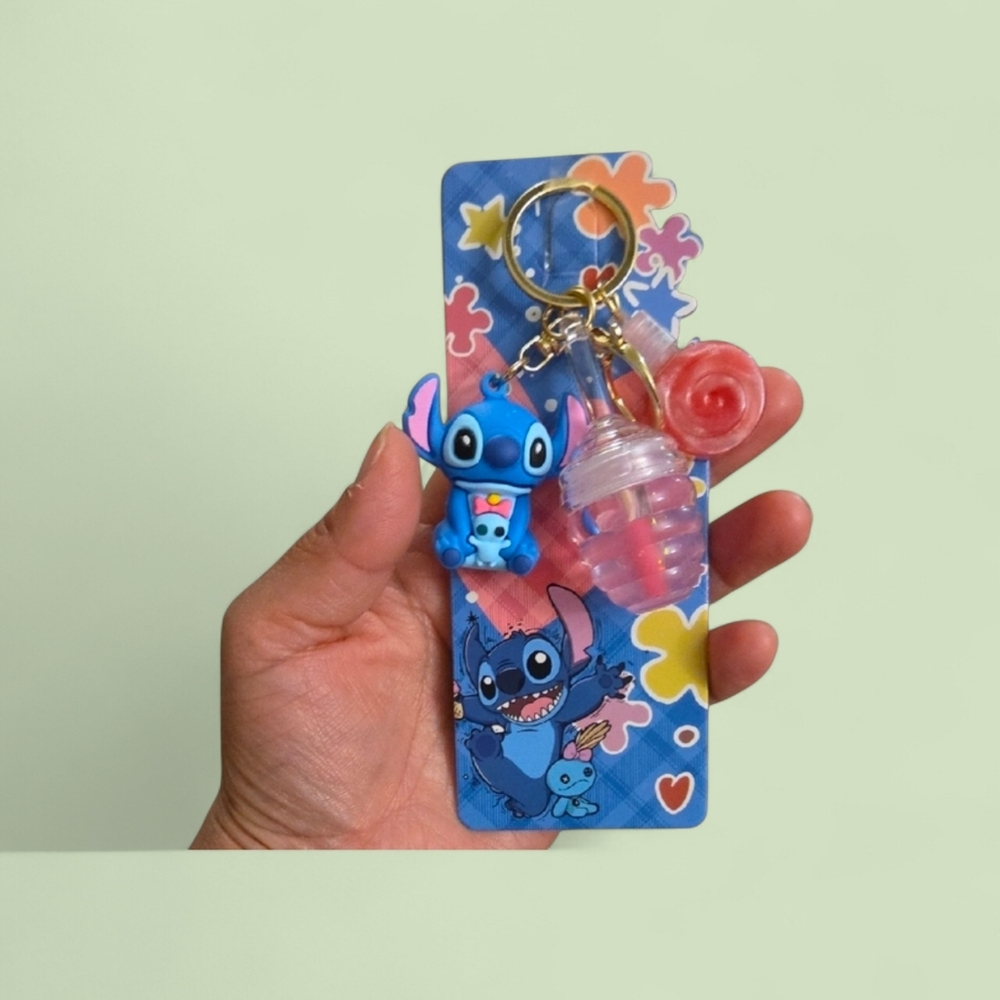 Blue and Pink Keychain Set 2 Lip Gloss